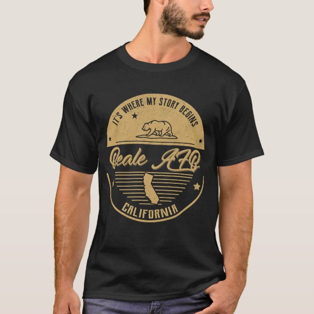 Camiseta Beale AFB California É onde minha história começa (Frente)