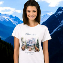 Camiseta Bear Adventure Snow Mountain Mamãe de inverno