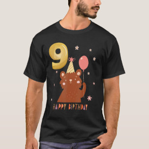 Camiseta Bear Animal 9ª Rapariga de Aniversário B dia 9 ano