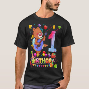 Camiseta Bear Aniversário 1 Ano Crianças 1. º Aniversário d