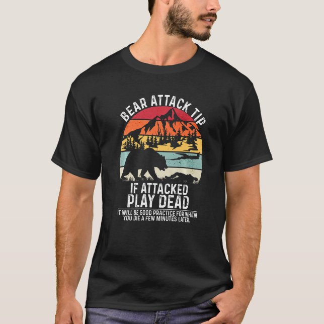 Camiseta Bear Attack Tip Camping Hiking Outdoor Travel Vint (Frente)