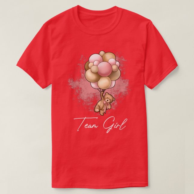 Camiseta Bear Balloons Team Boy Girl Baby Gender Revene (Frente do Design)