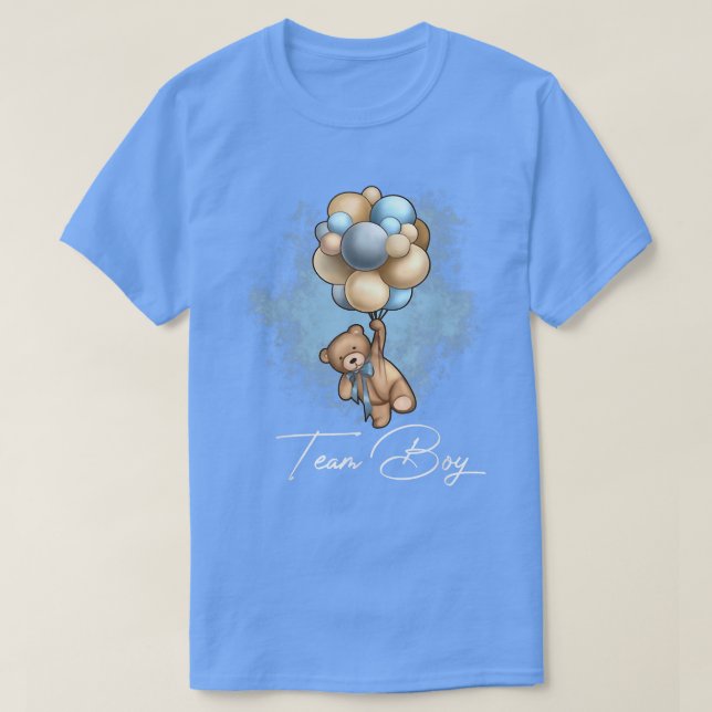 Camiseta Bear Balloons Team Boy Girl Baby Gender Revene (Frente do Design)
