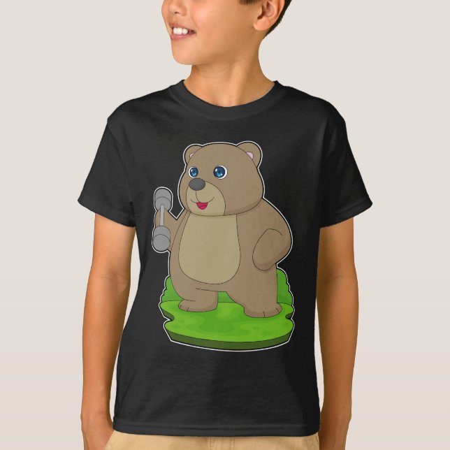 Camiseta Bear Bodybuilder Dumbbell Bodybuilding (Frente)