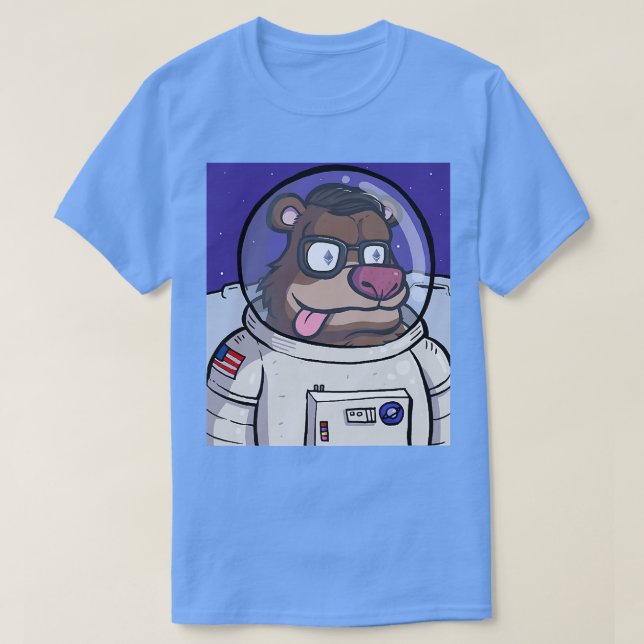 Camiseta Bear Cartoon Astronauta Moon Eetum Cripto (Frente do Design)