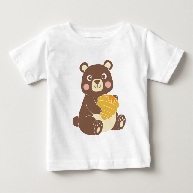 Camiseta Bear da Floresta Engraçado com Jar de Mel (Frente)