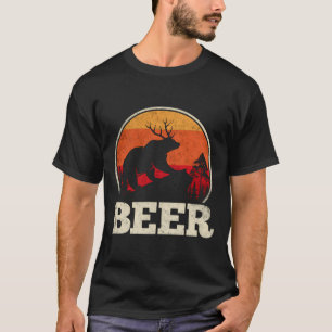Camiseta Bear Deer Antlers Funny Beer Retro Camping Gráfico