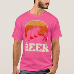 Camiseta Bear Deer Antlers Funny Beer Retro Camping Gráfico
