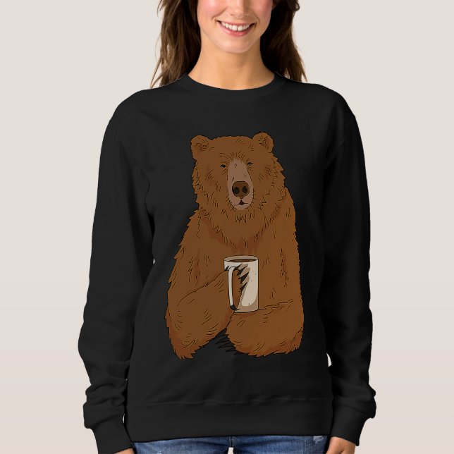 Camiseta Bear Drinking Coffee Grumpy Bear Drink Coffee Funn (Frente)