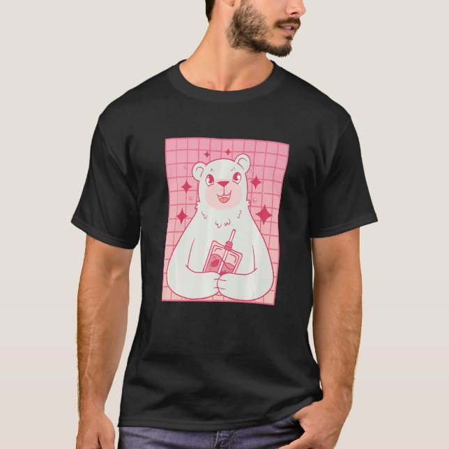 Camiseta Bear Drinking Strawberry Milk (Frente)