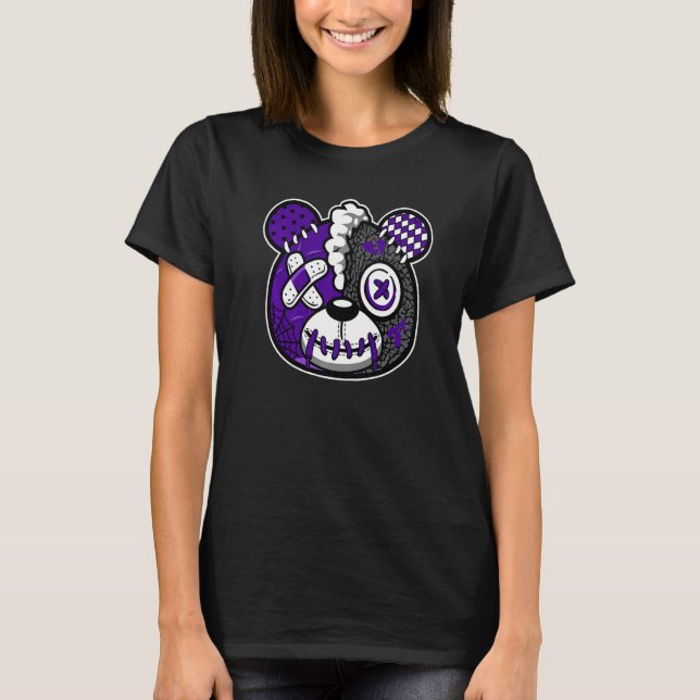 Camiseta Bear Dripping  Loves Dark Iris 3s Unisex Matching (Frente)