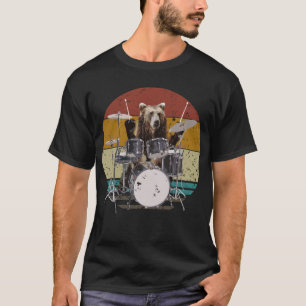 Camiseta Bear Drummer Tocando Tambores Homens
