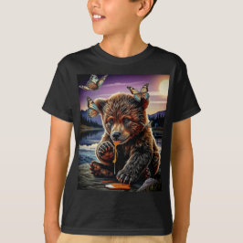 Camiseta Bear e borboletas de mel
