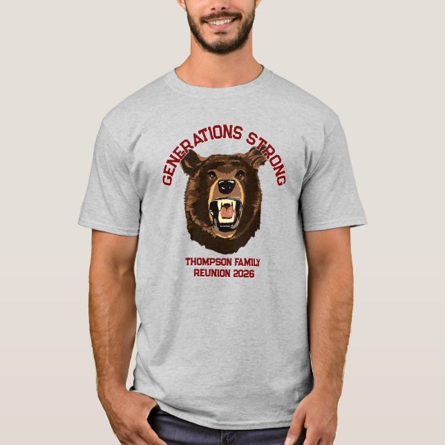 Camiseta Bear “Generations Strong” Custom Family Reunion  (Frente)