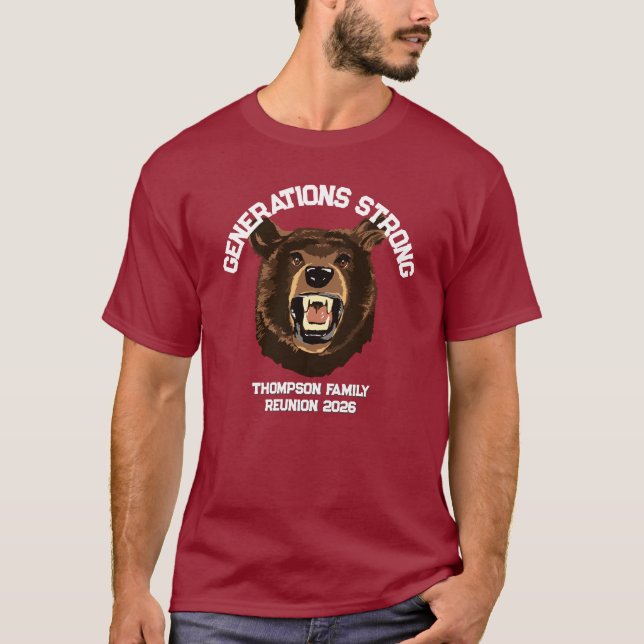Camiseta Bear “Generations Strong” Custom Family Reunion  (Frente)