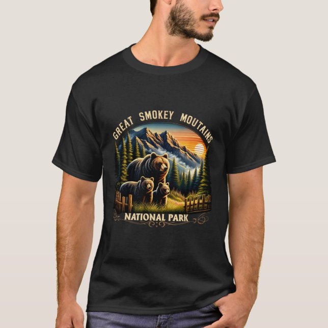 Camiseta Bear Great Smokey Mountains National Park Black Be (Frente)
