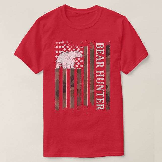 Camiseta Bear Hunter American Flag Bear Hunting Lover237  (Frente do Design)