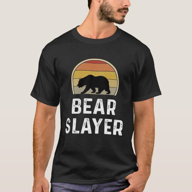 Camiseta Bear Hunter   Bear Slayer Hunting  Retro (Frente)