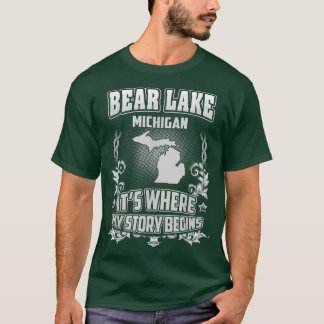 Camiseta Bear Lake Michigan Onde Minha História Começa A Ca