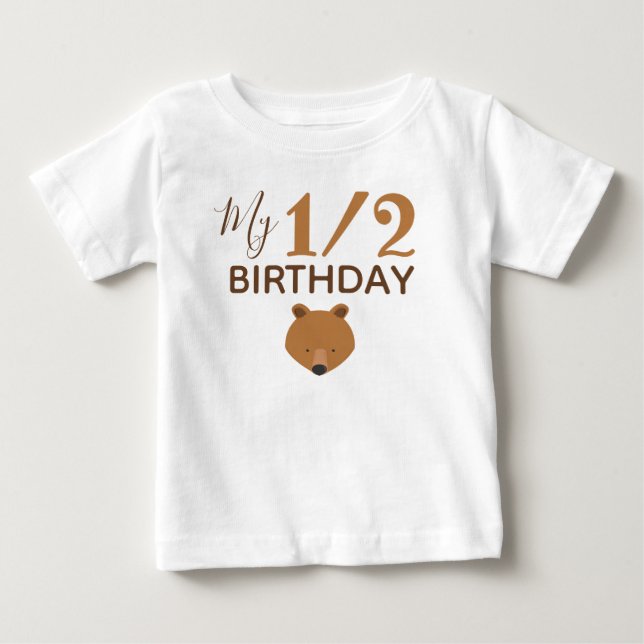 Camiseta Bear Minha Metade De Aniversário (Frente)