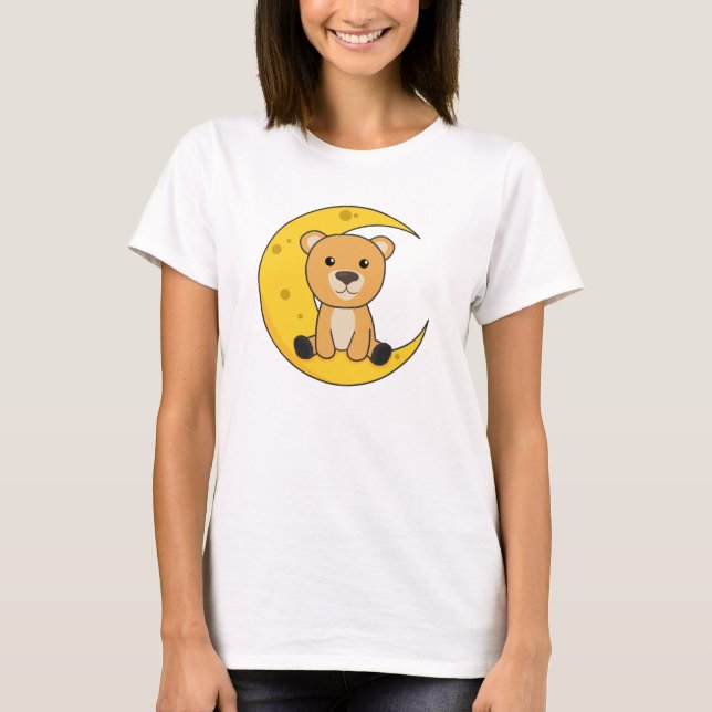 Camiseta Bear Moon Boa Noite, Lua Bear Bons Animais Bons (Frente)