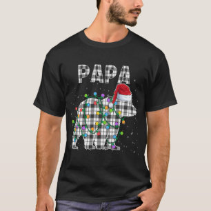 Camiseta Bear Natal Papá Xadrez Branca Negra Matchin Xmas