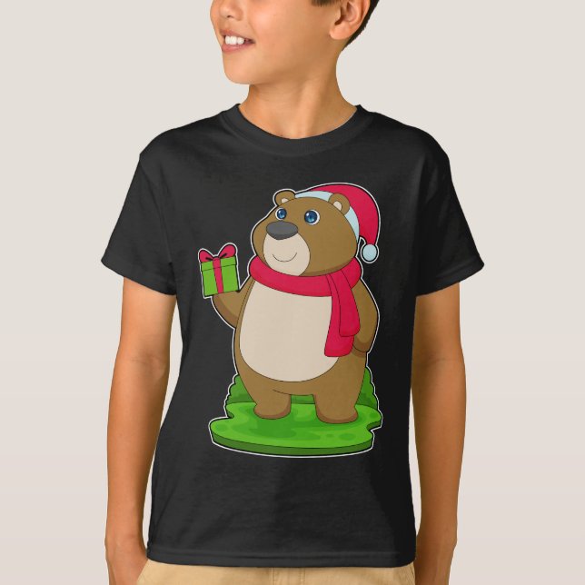Camiseta Bear o chapéu de Natal (Frente)