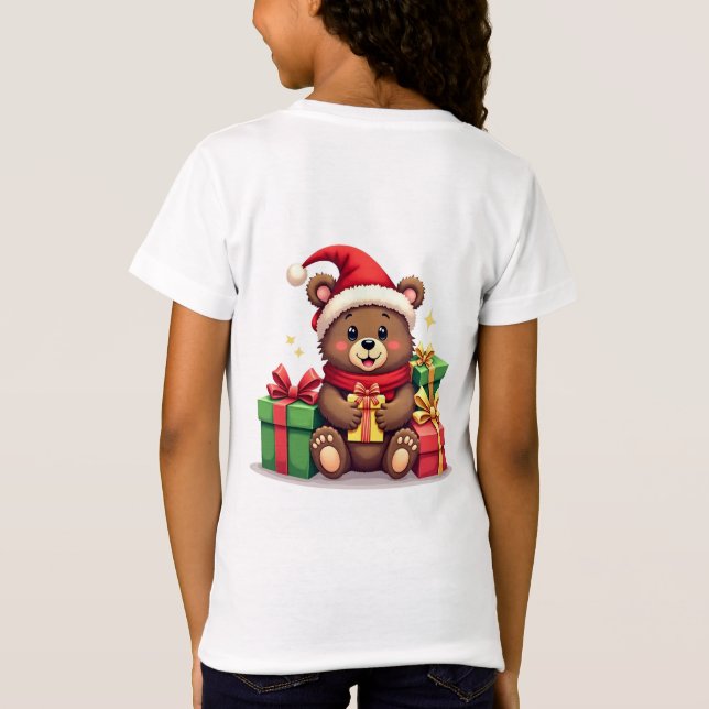 Camiseta Bear Papais noeis de Natal com design de presentes (Verso)