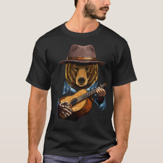 Camiseta Bear Playing Acoustic Guitar Animal Bear Lover Gui