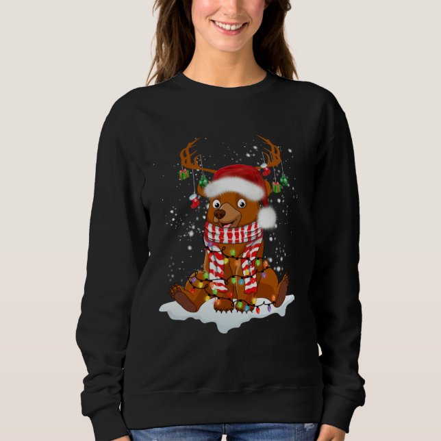 Camiseta Bear Reindeer Santa Noel Costume Dancing On Snow M (Frente)