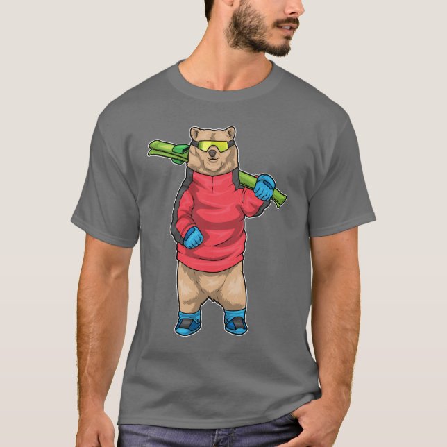 Camiseta Bear Skier Ski goggogggggggggggggl Ski (Frente)