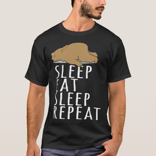 Camiseta Bear Sleep Eat Repeat Slogan Nightdress (Frente)