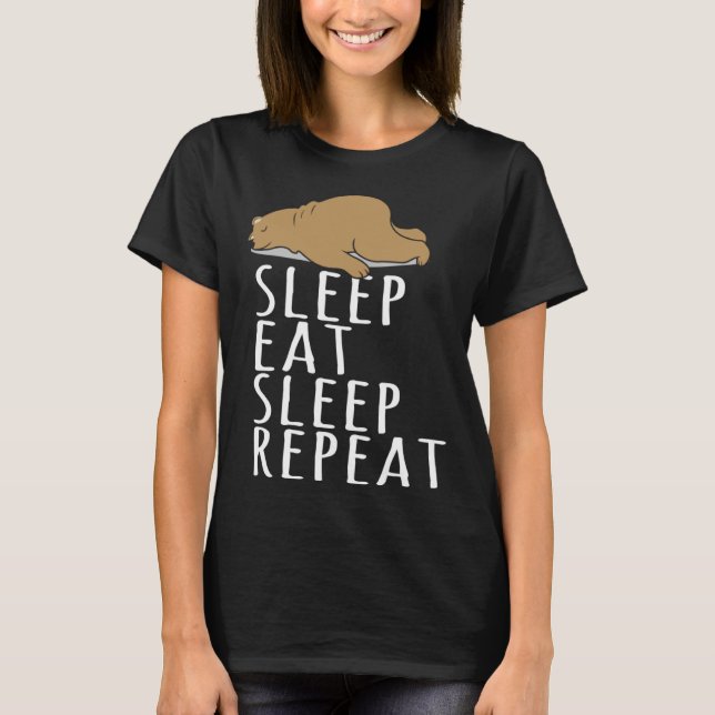Camiseta Bear Sleep Eat Repeat Slogan Nightdress (Frente)