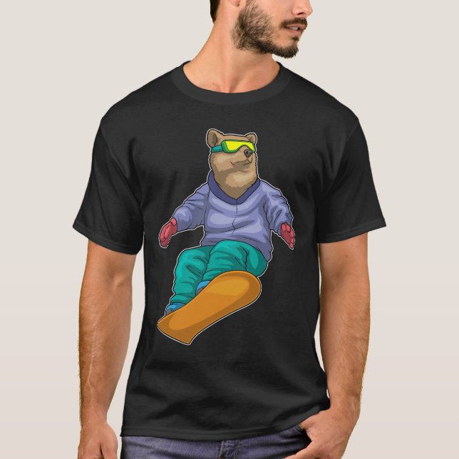 Camiseta Bear Snowboard Esportes de inverno (Frente)