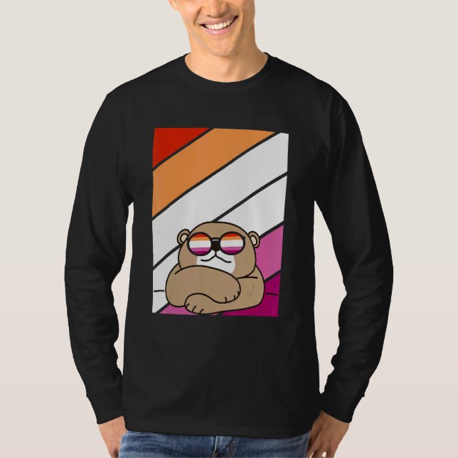 Camiseta Bear With Pride Lesbian Flag LGBTQ Proud Ally Prid (Frente)