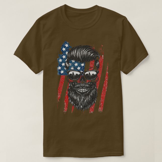 Camiseta Beard American Flag Classic TSirt (Frente do Design)
