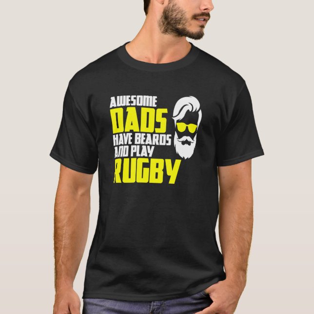 Camiseta Beard Rugby Saying Fathers Day Rugby (Frente)