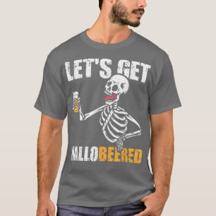 Camiseta Beard Skeleton Bebendo Cerveja Engraçado Halloween