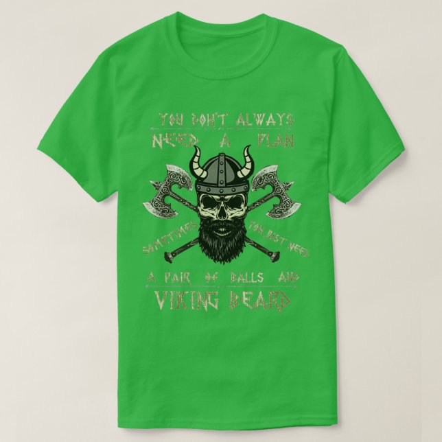 Camiseta Beard Viking Sculkings Ax (Frente do Design)