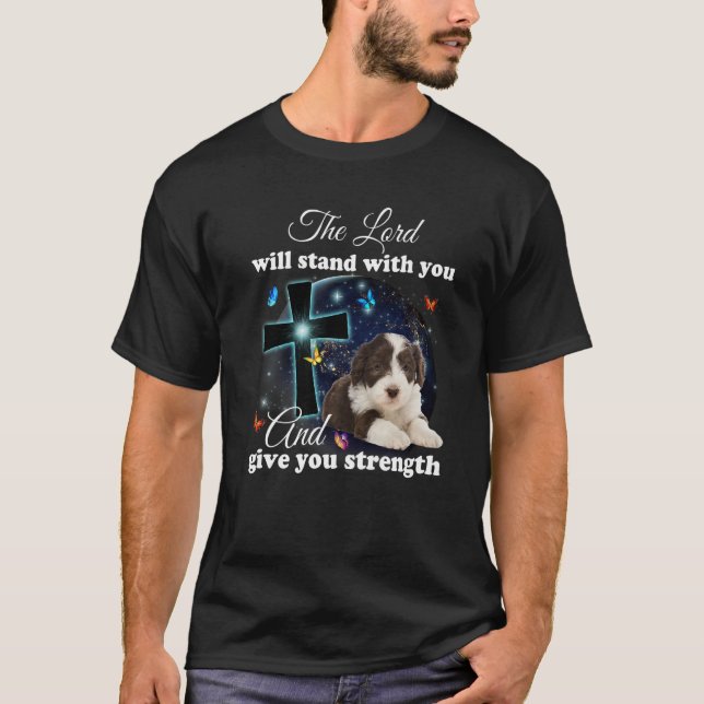 Camiseta Bearded Collie Dog The Lord Will Stand With You Ch (Frente)
