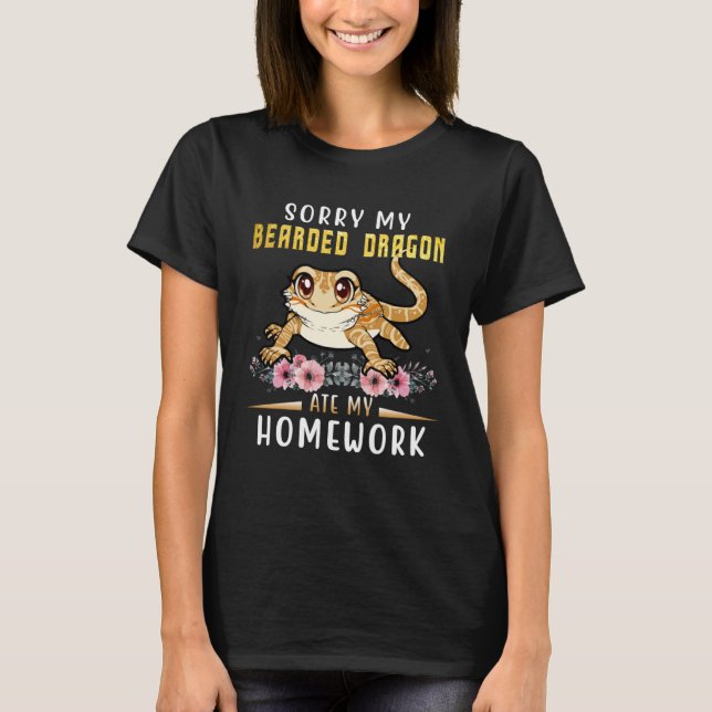 Camiseta Bearded Dragon Cute Lizard  Beardie Ate My Homewor (Frente)