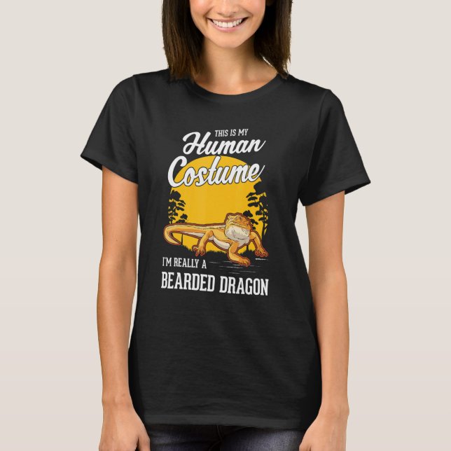 Camiseta Bearded Dragon Human Costume Halloween Bearded Dra (Frente)