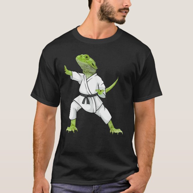 Camiseta Bearded Dragon Karate Lizard Reptile Animal Austra (Frente)
