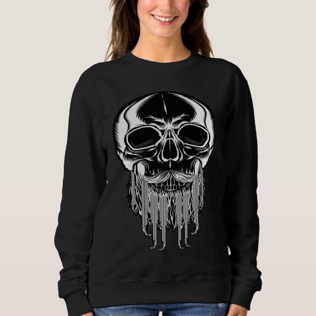 Camiseta Bearded Skull  Skeleton Beard  Viking  Pirate  1 (Frente)