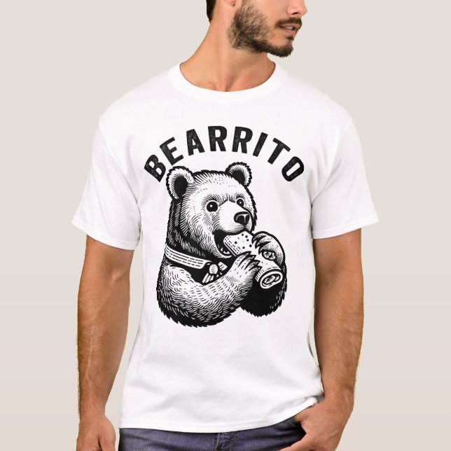 Camiseta Bearrito Bear Eating a Burrito, Mexican Food (Frente)