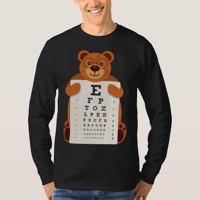Camiseta Bears Baby Bear Holding Eye Chart Artistic Opticia (Frente)