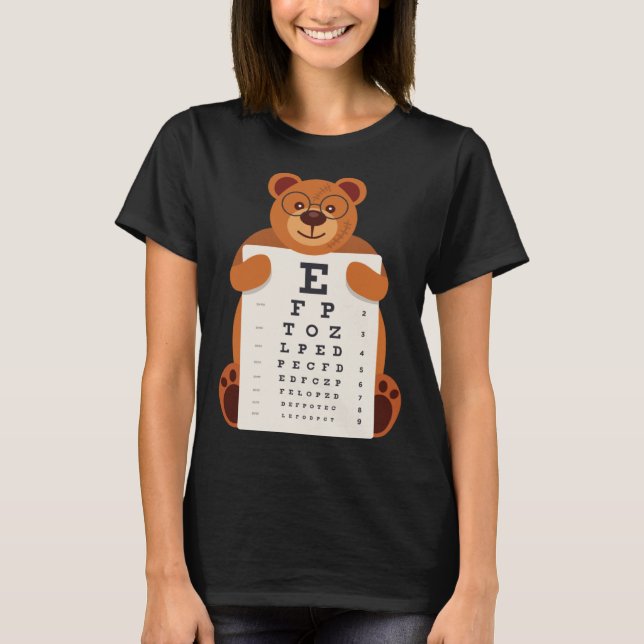 Camiseta Bears Baby Bear Holding Eye Chart Artistic Opticia (Frente)