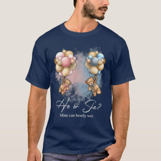 Camiseta Bears Balloons Mimi Can Bearly Wait Gender Reveal 