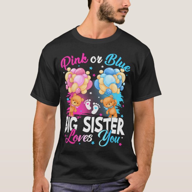 Camiseta Bears Nk Or Blue Big Sister Loves You Gender Revea (Frente)