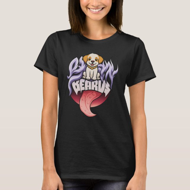 Camiseta Bearus Cute Dog Tongue Out Cartoon (Frente)